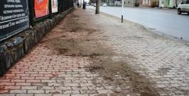 Грязь на тротуаре у парка убирать никто не собирается Дмитрий Зелинский