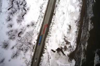 Вид с дрона пресс-служба министерства транспорта и дорожного хозяйства Сахалинской области