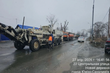 Ремонт трассы &quotНово-Александровск – Новая Деревня&quot пресс-служба министерства транспорта и дорожного хозяйства Сахалинской области