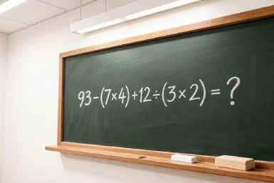 Школьный пример за 30 секунд: 93-(7×4)+12:(3×2)=? проверьте себя