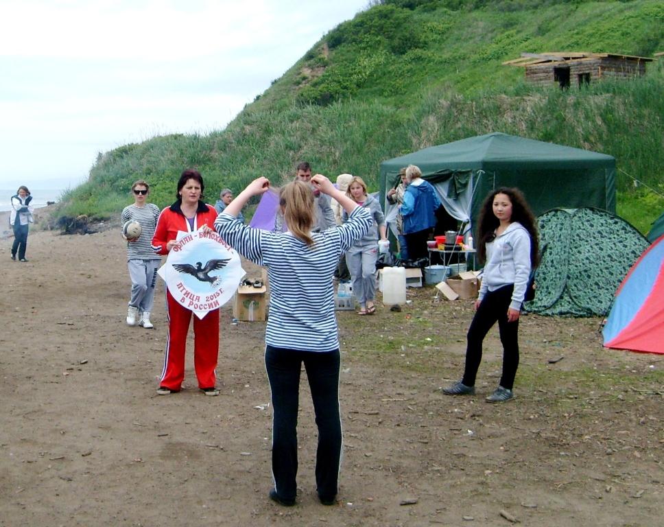 Сотрудники сельской библиотеки на Сахалине вышли на берег моря с плакатом "Берегите птиц", Фото с места события из других источников