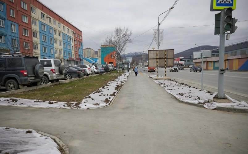 Благоустройство улицы Пуркаева в Южно-Сахалинске планируют завершить до конца мая