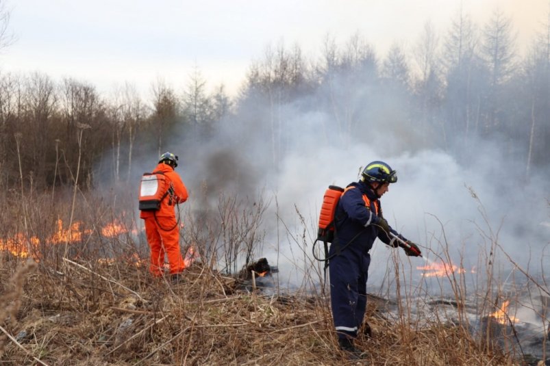 Жилой дом может загореться из-за вспыхнувшей в Смирныховском районе травы