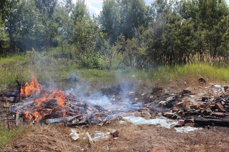 В Поронайском районе загорелся мусор на площади 100 кв метров